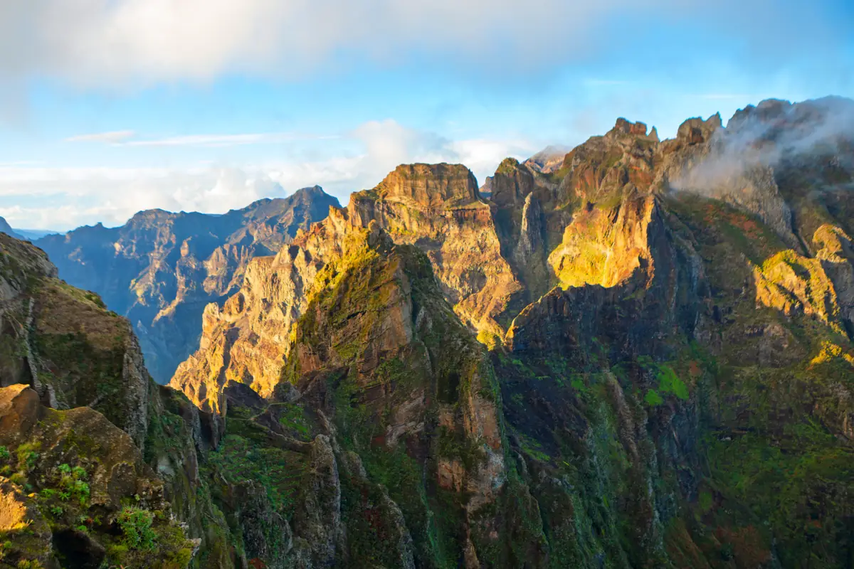 Madeira’s peaks in the sunrise light, seen from Pico do Areeiro